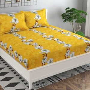 Elastic Fitted Bedsheet - Yellow Floral
