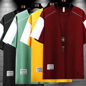 Solid Half Sleeves Mens Round Neck T-Shirt Pack Of 4